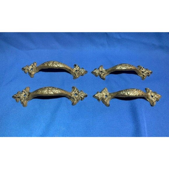 Set of Two (2) Cast Iron 6 1/2" long Fleur-De-Lis Door Gate Handles 0184-0040 - Picture 6 of 11